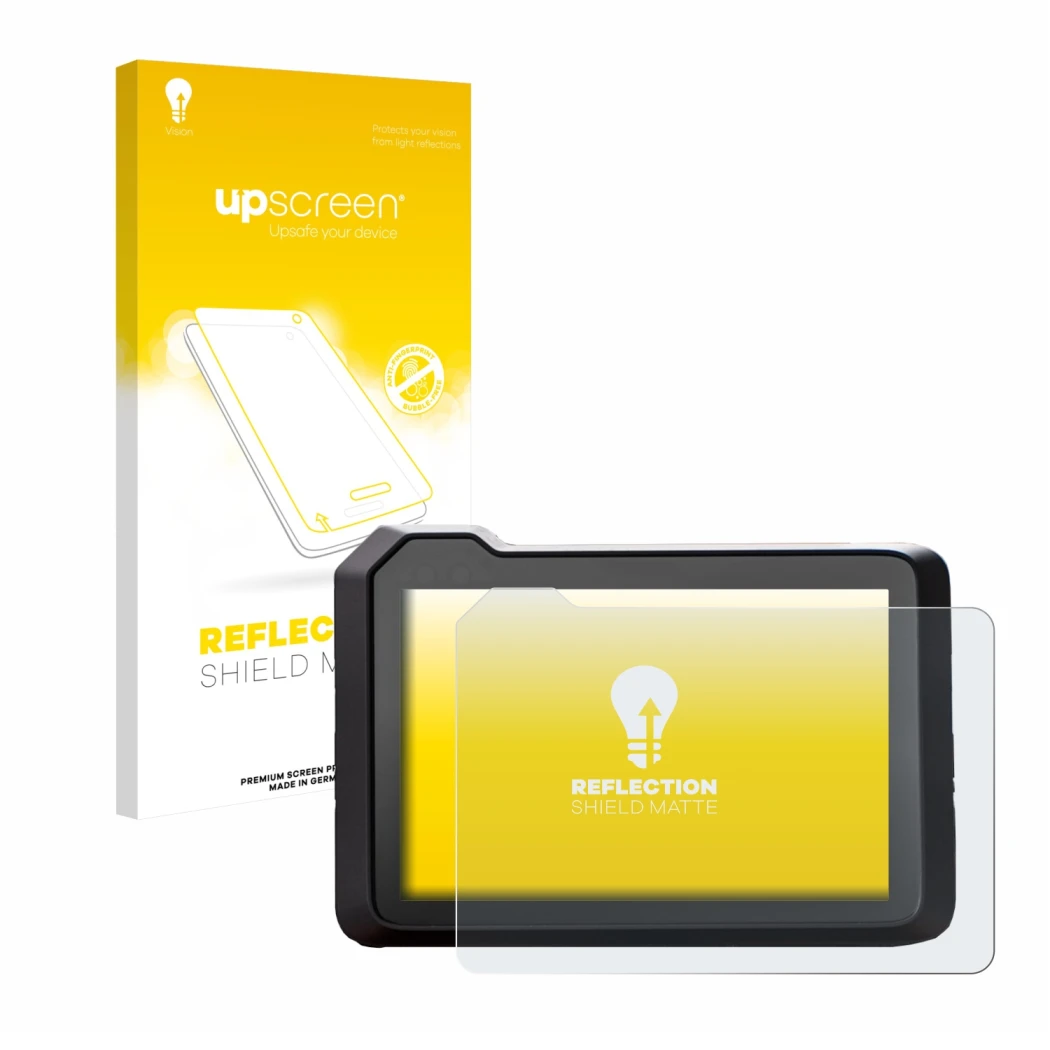 Face avant d’un emballage produit avec le logo de la marque upscreen. À côté, l’appareil KTM 1390 Super Duke R 2025 5