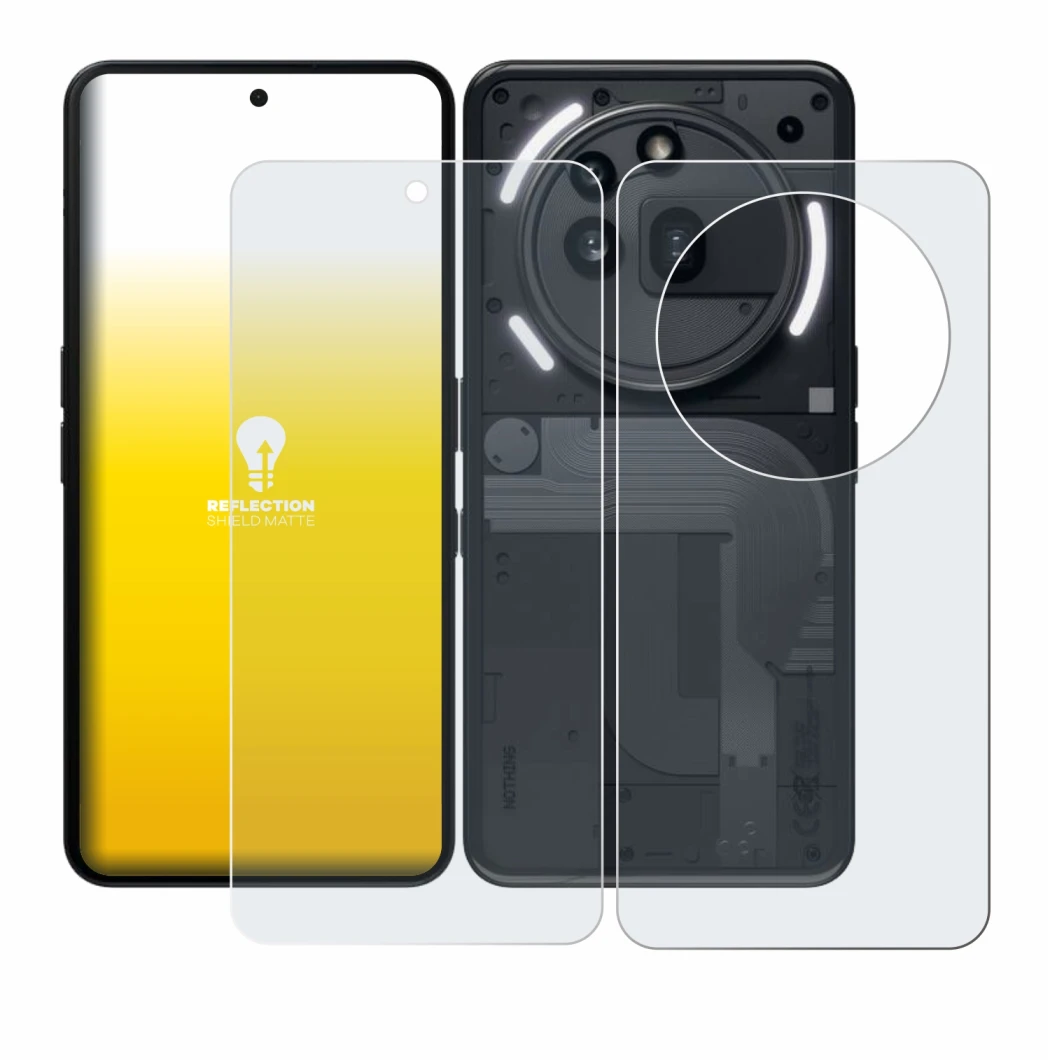Image de l'appareil Nothing Phone (3a) Pro (Avant+Arrière) avec une grande variété de protections d'écran.