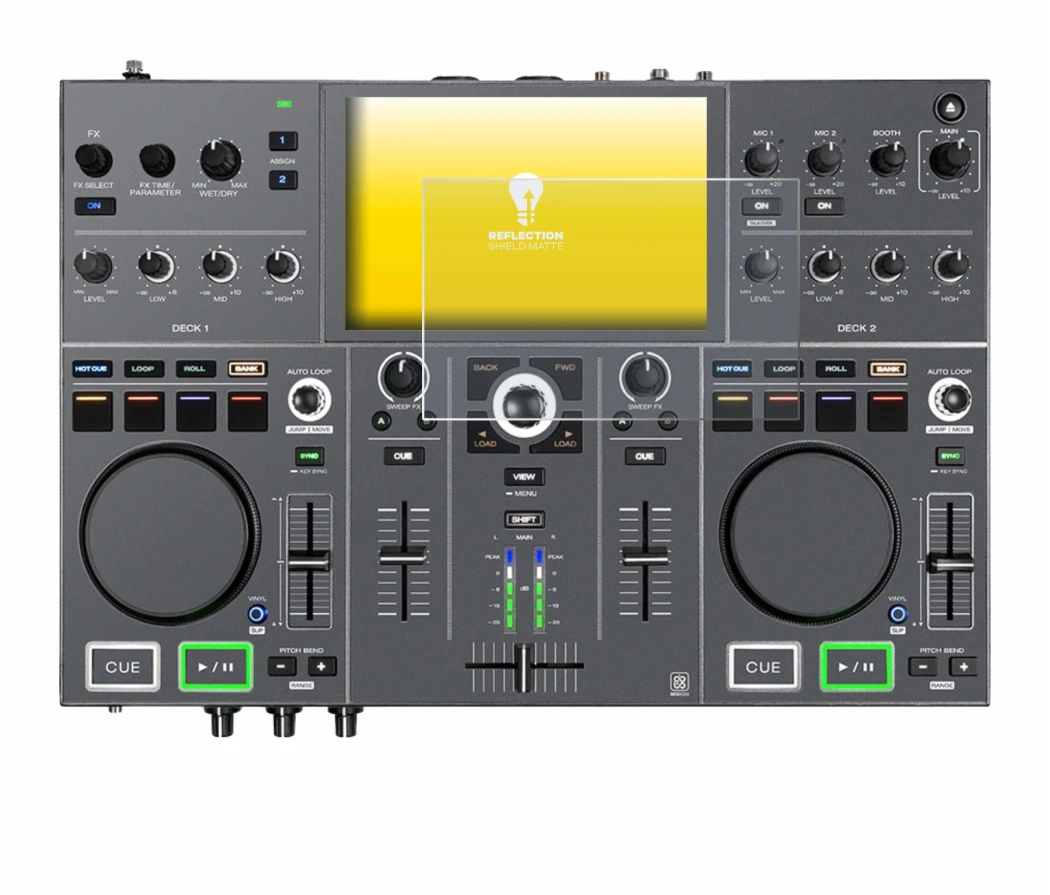 Image de l'appareil Denon DJ Prime Go+ avec une grande variété de protections d'écran.
