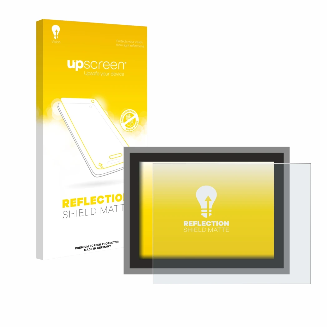 Face avant d’un emballage produit avec le logo de la marque upscreen. À côté, l’appareil Megger MFT-X1 est représenté avec la 