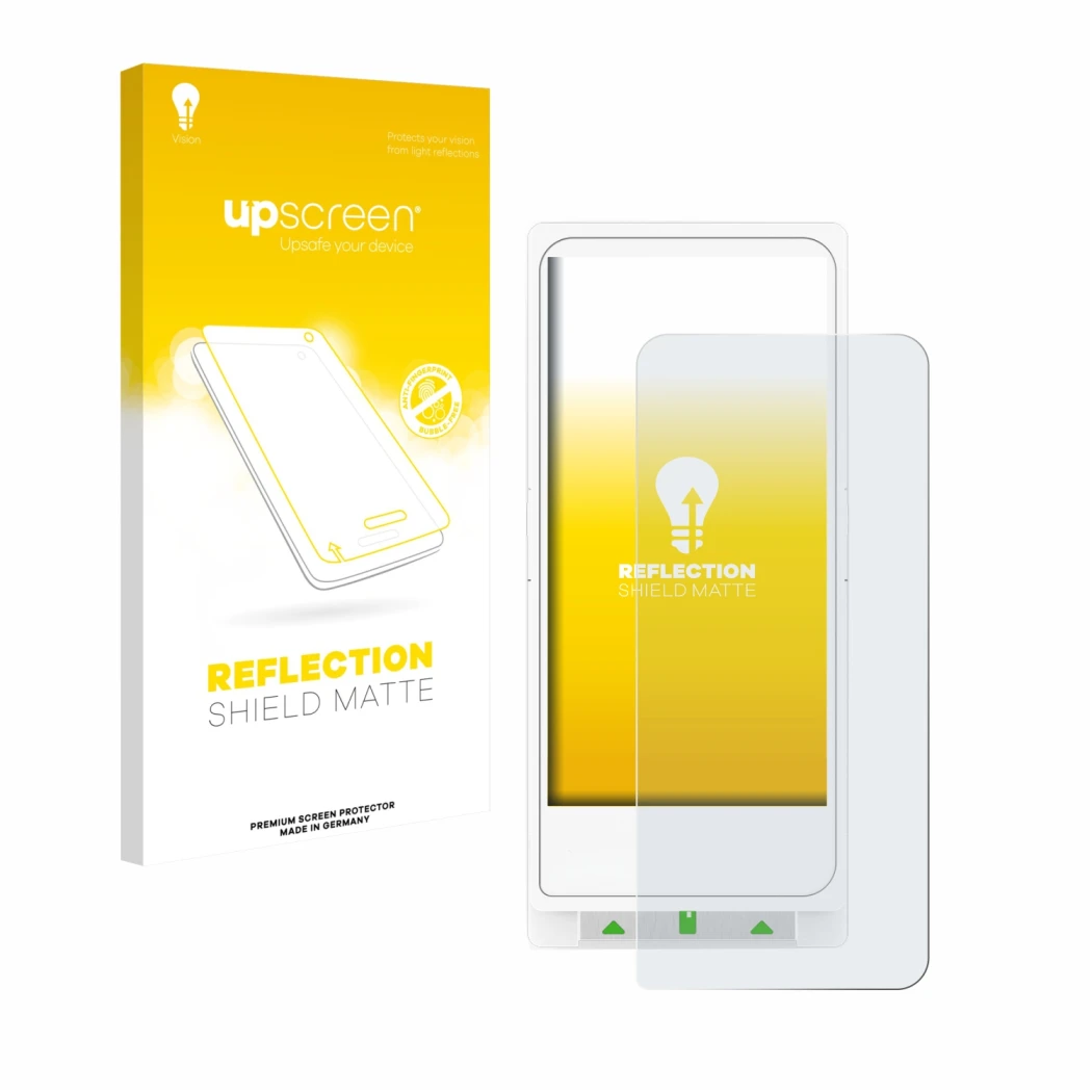 Face avant d’un emballage produit avec le logo de la marque upscreen. À côté, l’appareil Clover Flex est représenté avec la pr