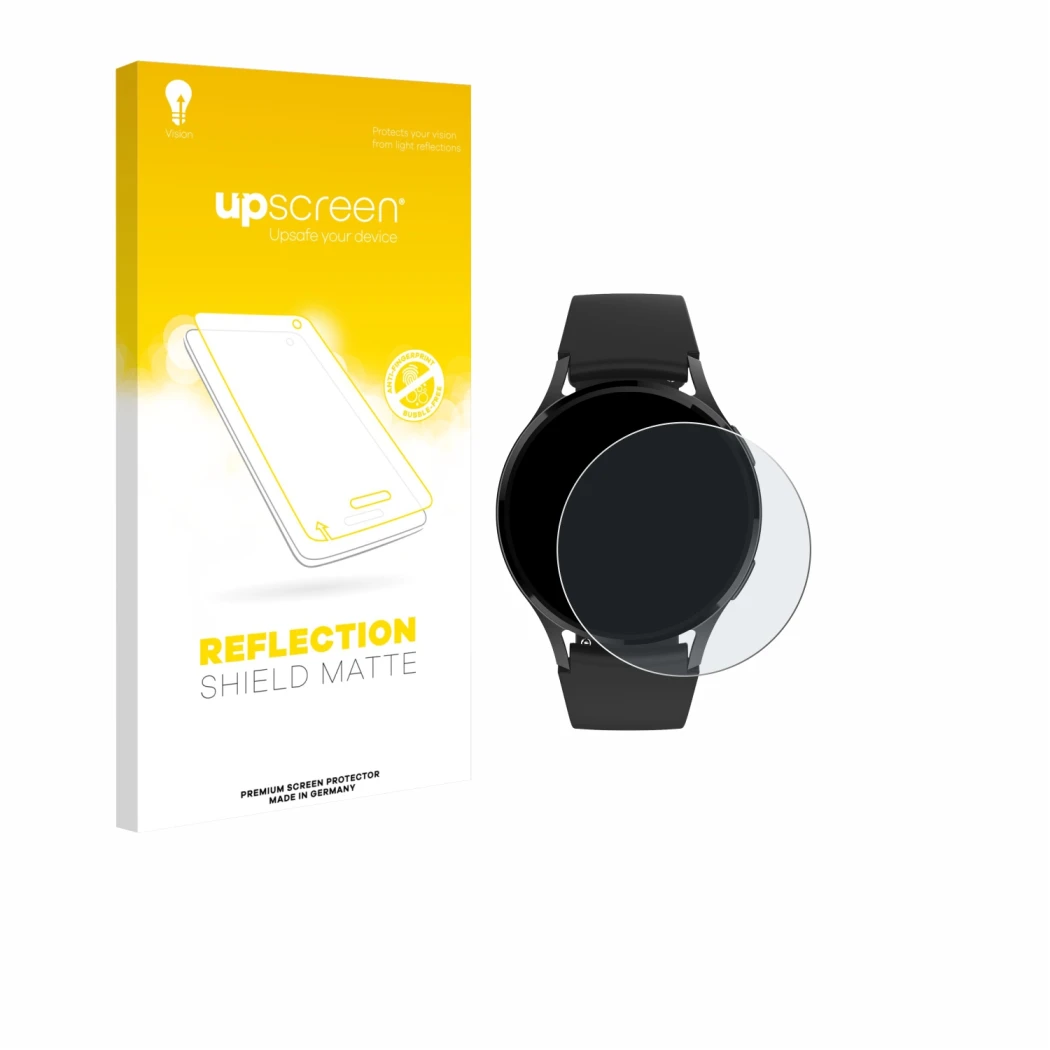 Face avant d’un emballage produit avec le logo de la marque upscreen. À côté, l’appareil Levowatch EDGY est représenté avec la