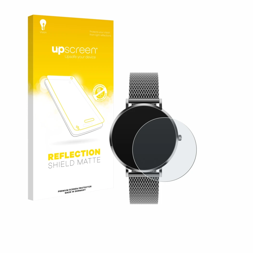 Face avant d’un emballage produit avec le logo de la marque upscreen. À côté, l’appareil Pireware Amory 5 est représenté avec 