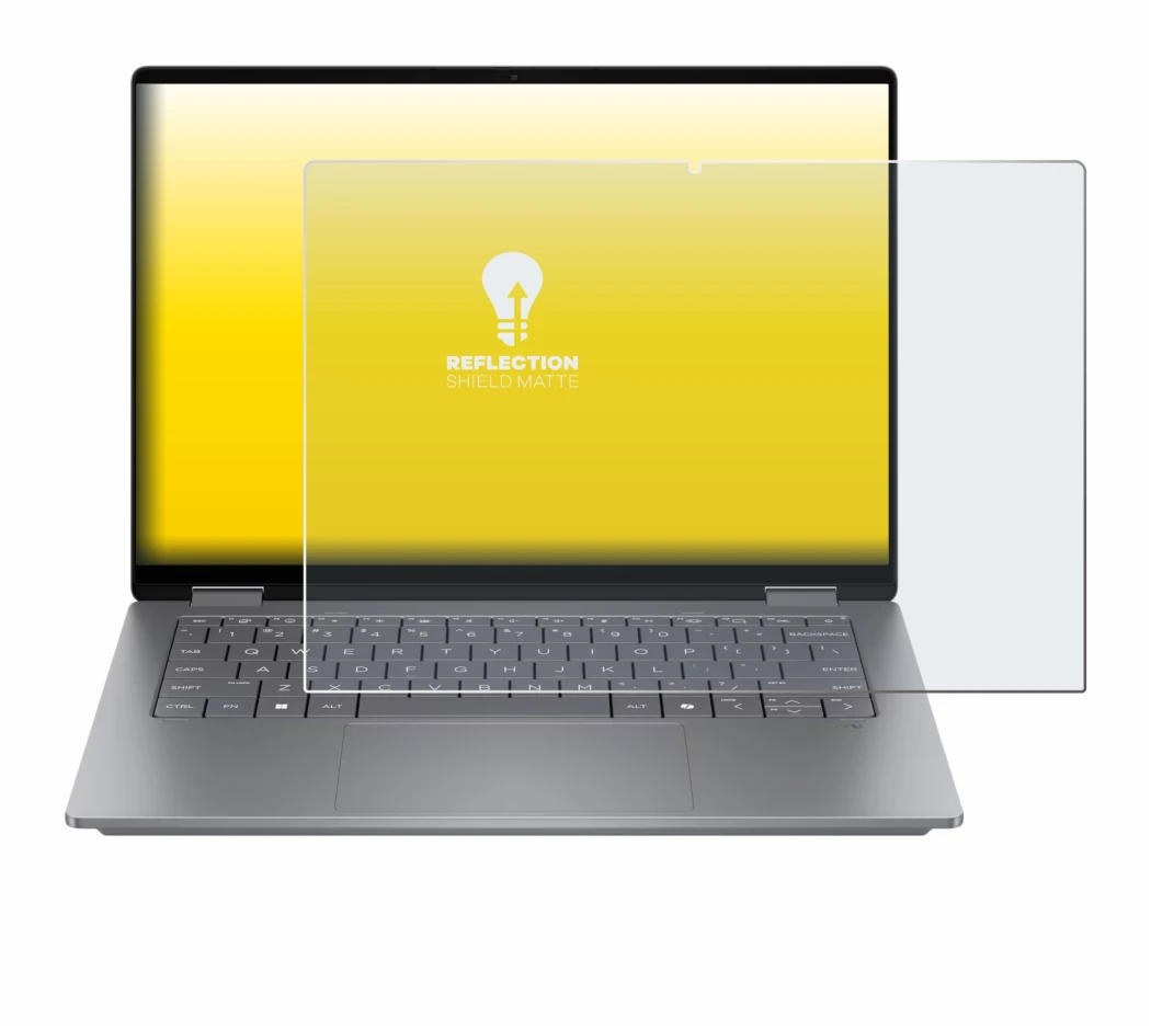 Image de l'appareil HP OmniBook X Flip 14 avec une grande variété de protections d'écran.