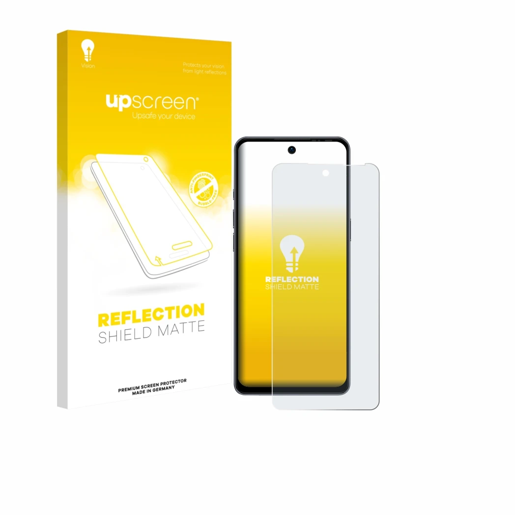 Face avant d’un emballage produit avec le logo de la marque upscreen. À côté, l’appareil Ulefone Note 18 Pro est représenté av
