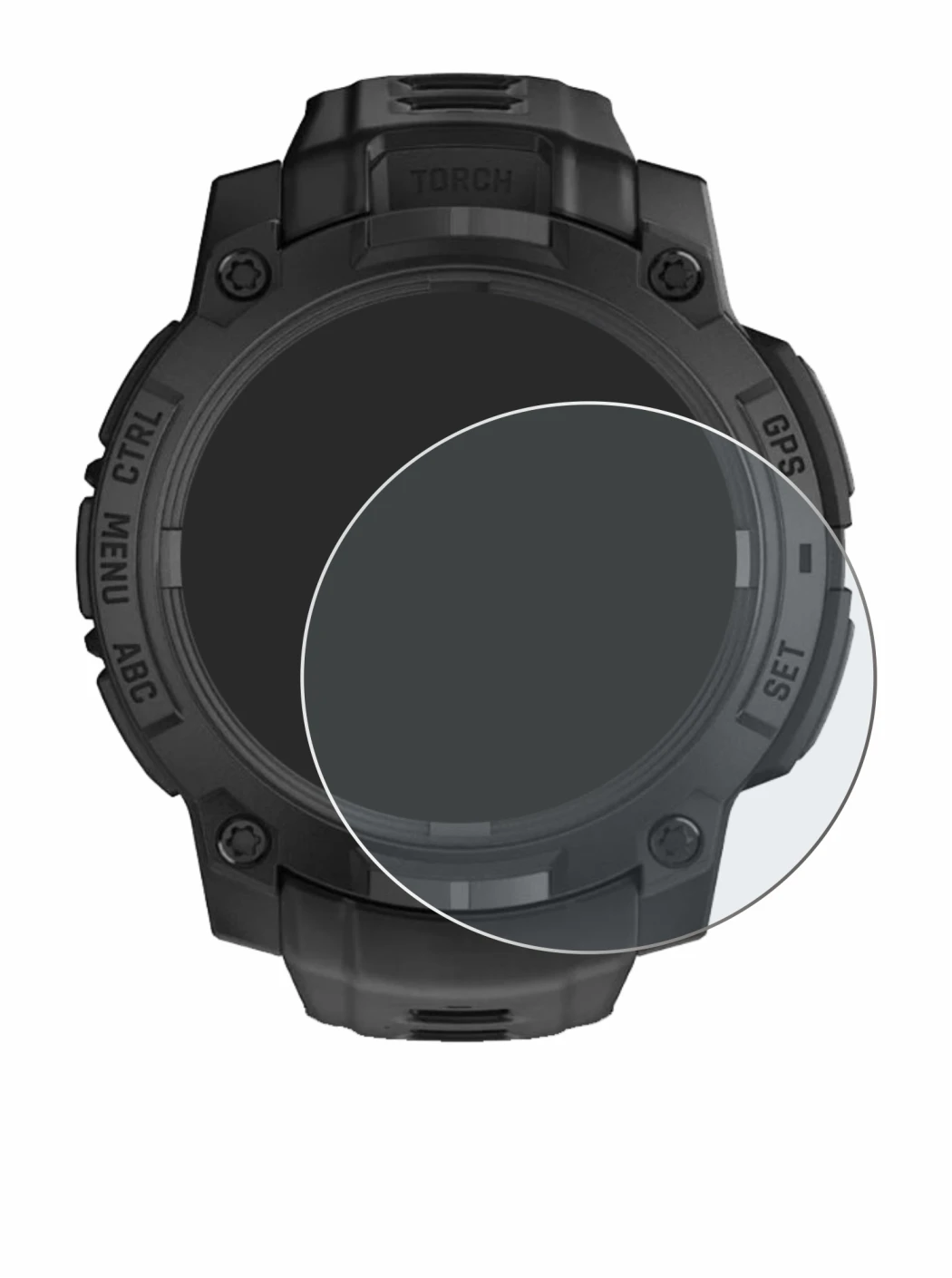 Image de l'appareil Garmin Instinct 3 Solar Tactical Edition (45 mm) avec une grande variété de protections d'écran.