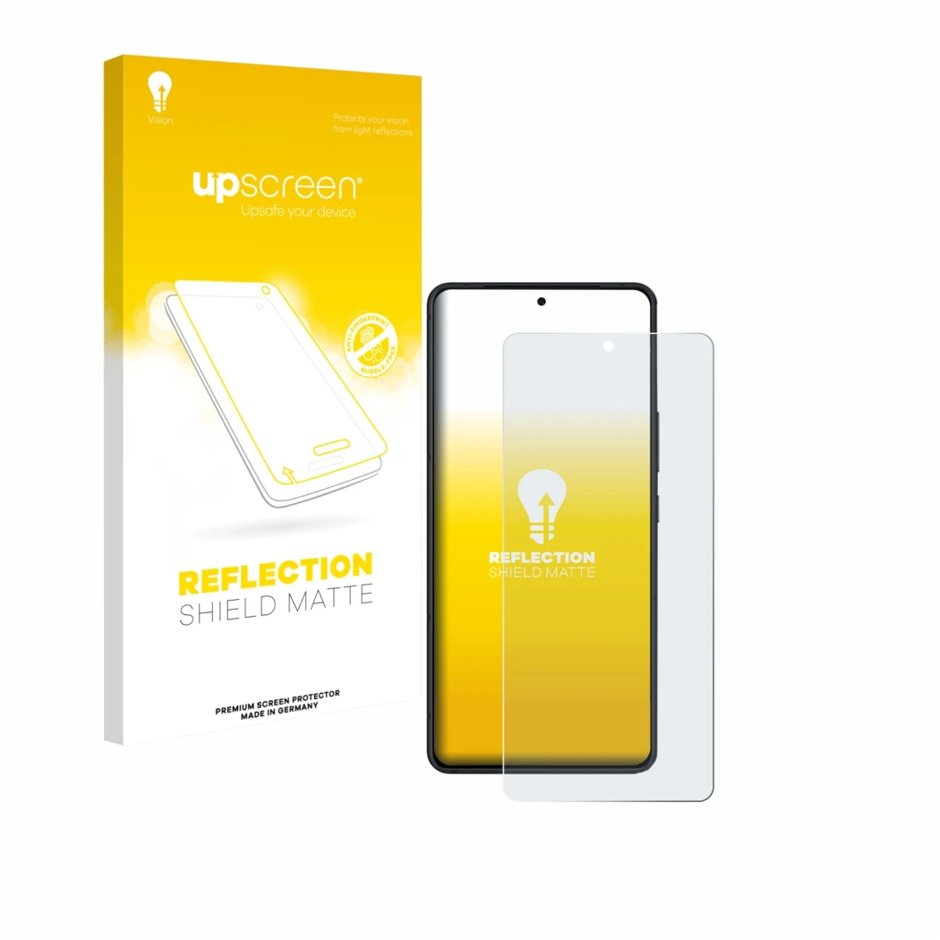 Face avant d’un emballage produit avec le logo de la marque upscreen. À côté, l’appareil ASUS ROG Phone 9 Pro Edition est repr
