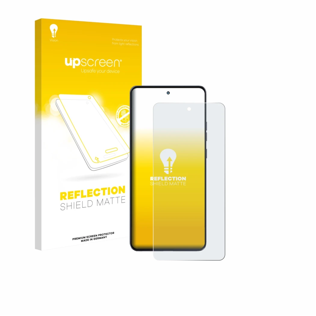 Face avant d’un emballage produit avec le logo de la marque upscreen. À côté, l’appareil Motorola Moto G86 Power est représent