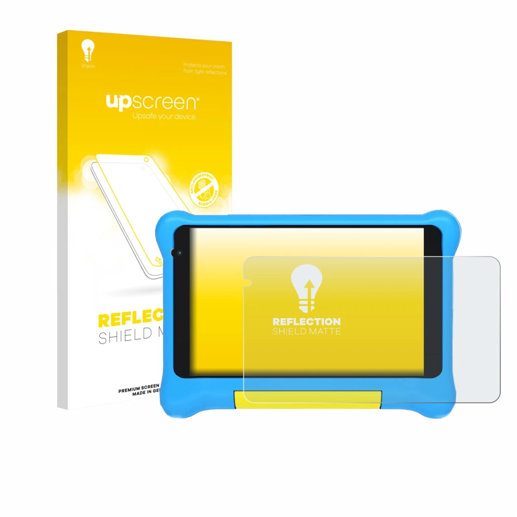 Face avant d’un emballage produit avec le logo de la marque upscreen. À côté, l’appareil Yicty YTYTK707 est représenté avec la