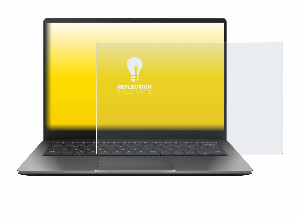 Image de l'appareil ASUS Chromebook Plus CX14 avec une grande variété de protections d'écran.