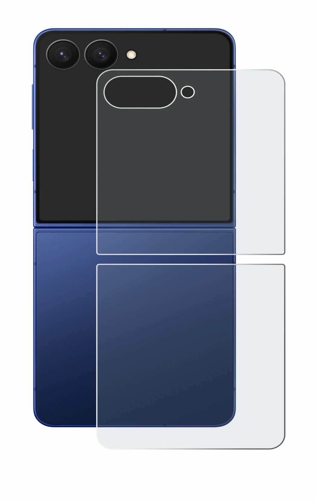 Image de l'appareil Samsung Galaxy Z Flip 7 (Arrière) avec une grande variété de protections d'écran.