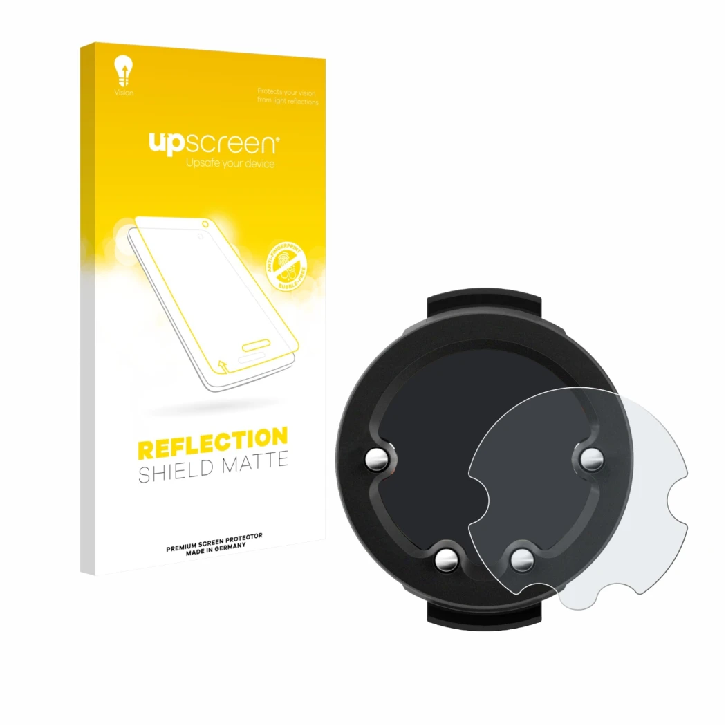 Face avant d’un emballage produit avec le logo de la marque upscreen. À côté, l’appareil Suunto Zoop est représenté avec la pr