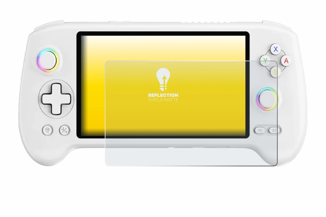 Image de l'appareil Anbernic RG557 avec une grande variété de protections d'écran.