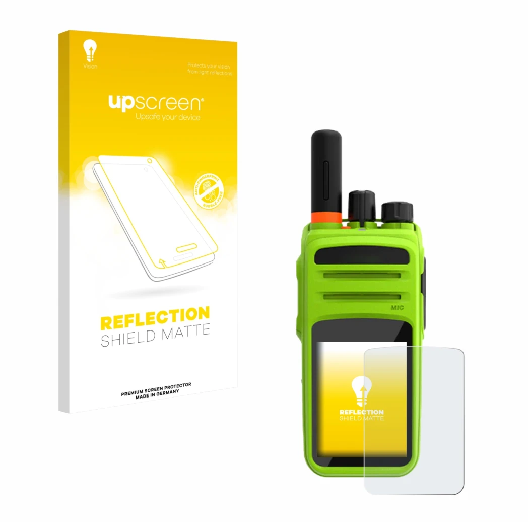 Face avant d’un emballage produit avec le logo de la marque upscreen. À côté, l’appareil Talkpod N58 Plus est représenté avec 