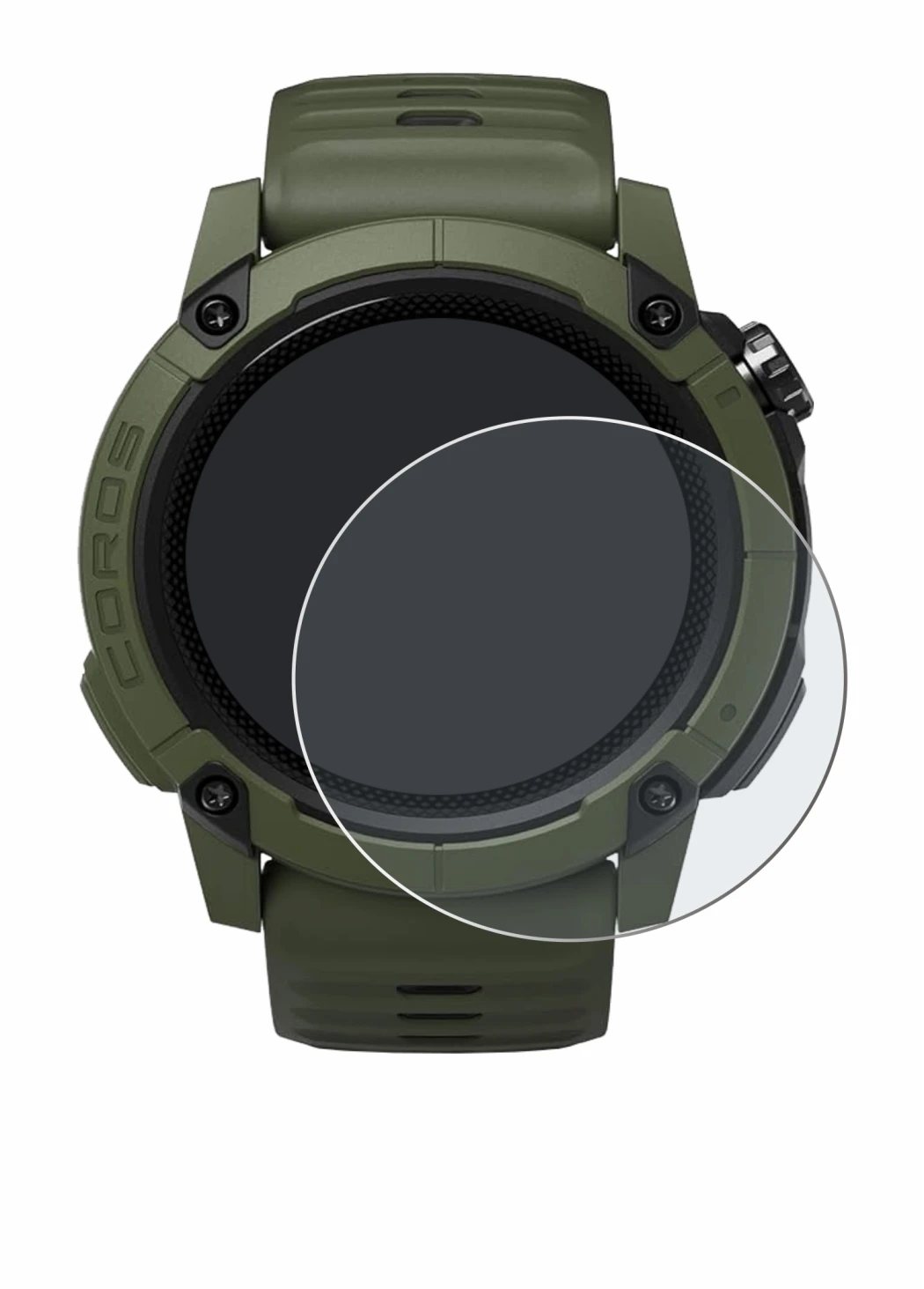 Image de l'appareil Coros NOMAD avec une grande variété de protections d'écran.