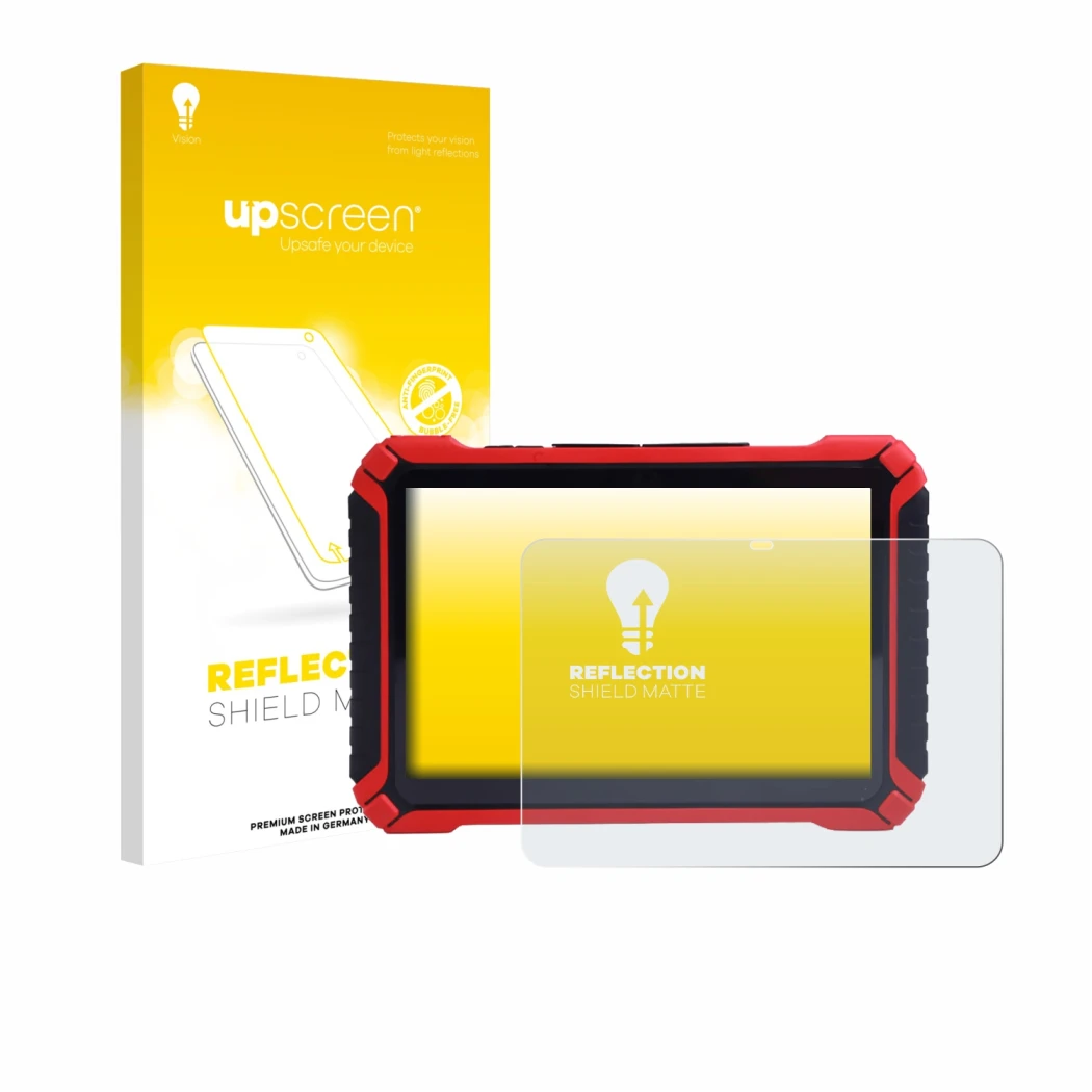 Face avant d’un emballage produit avec le logo de la marque upscreen. À côté, l’appareil Launch X-431 Pad IX est représenté av