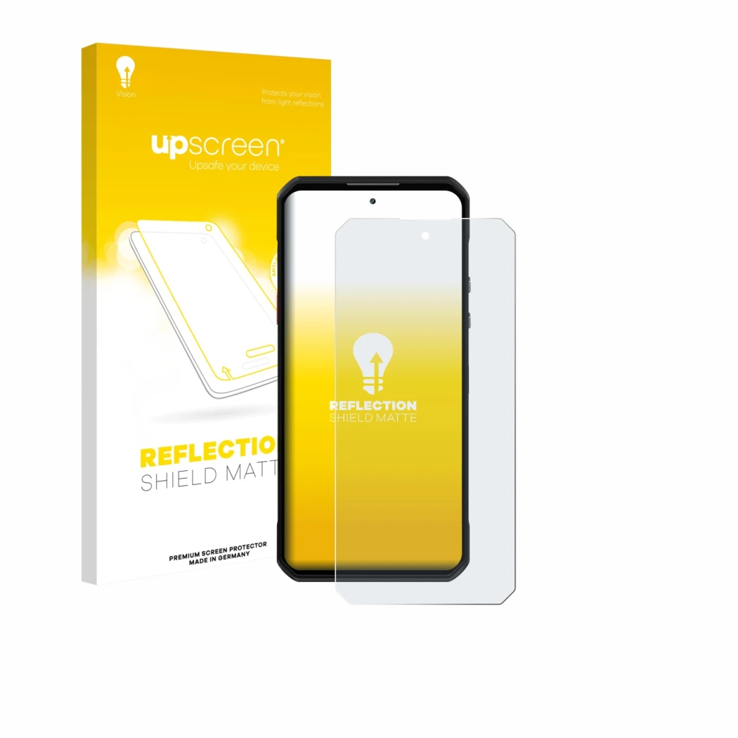Face avant d’un emballage produit avec le logo de la marque upscreen. À côté, l’appareil Oukitel WP60 est représenté avec la p