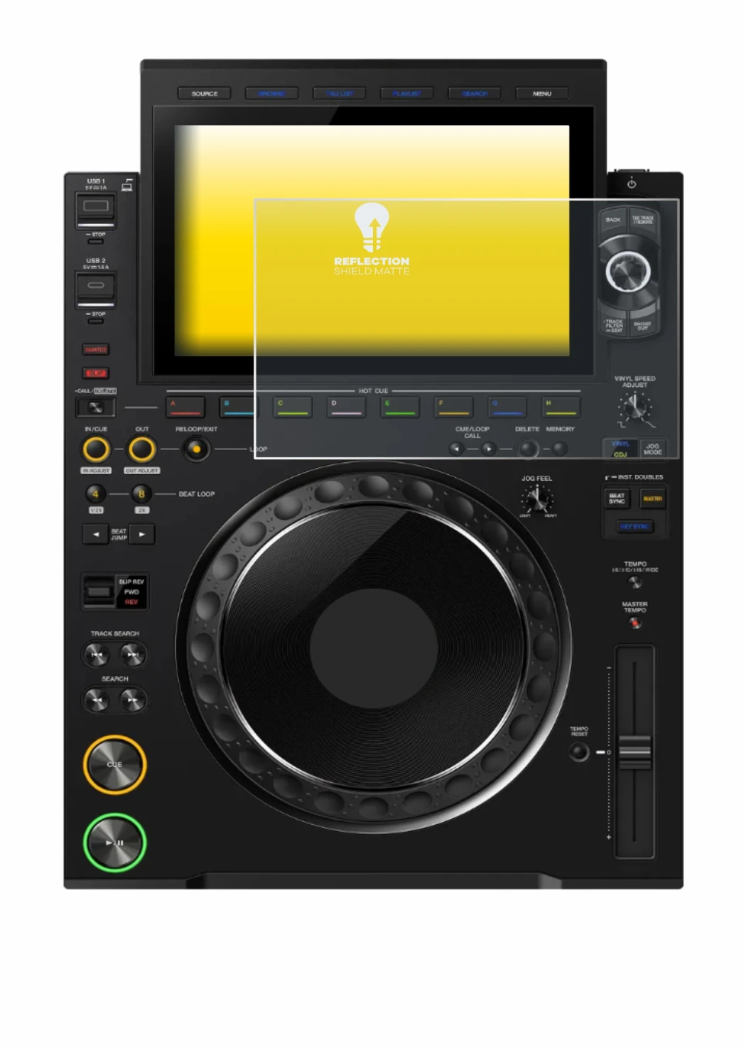 Image de l'appareil Pioneer CDJ 3000X avec une grande variété de protections d'écran.