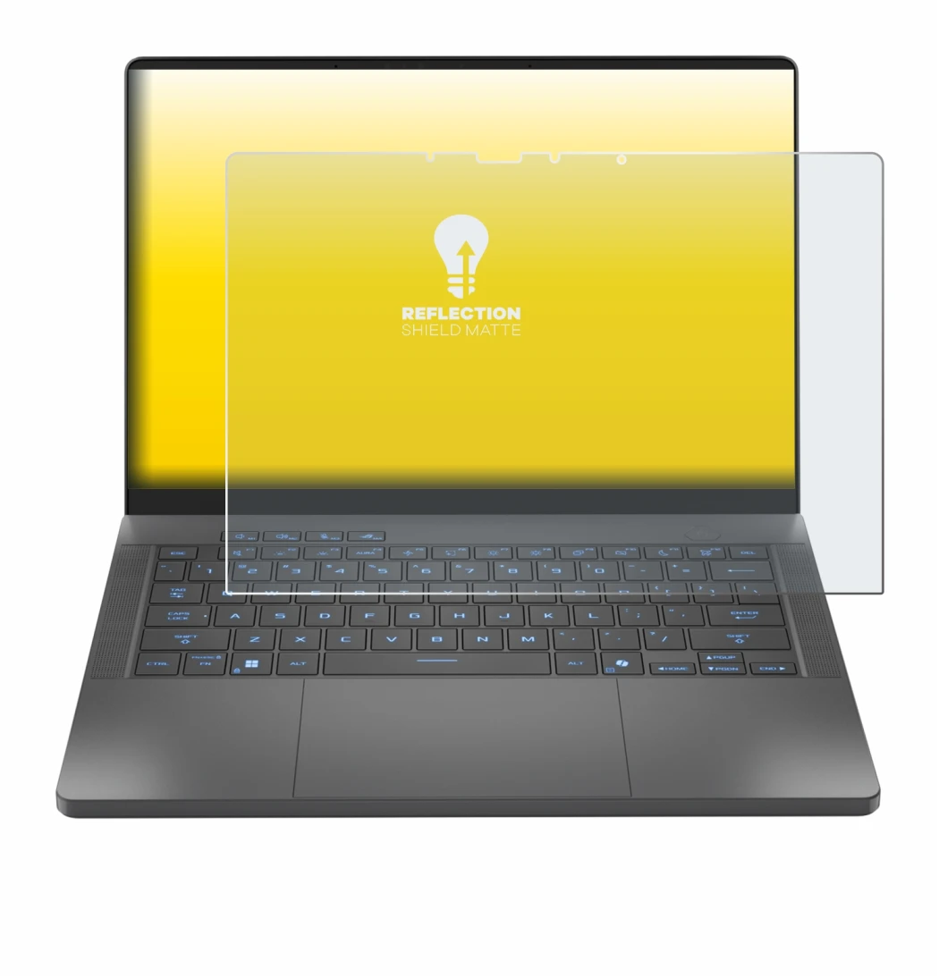 Image de l'appareil ASUS ROG Zephyrus G14 2025 GA403 avec une grande variété de protections d'écran.