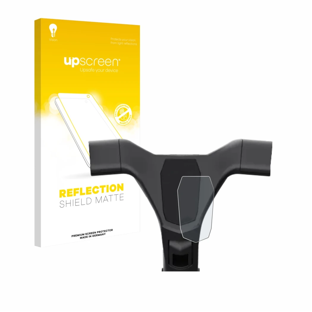 Face avant d’un emballage produit avec le logo de la marque upscreen. À côté, l’appareil Navee ST3 est représenté avec la prot