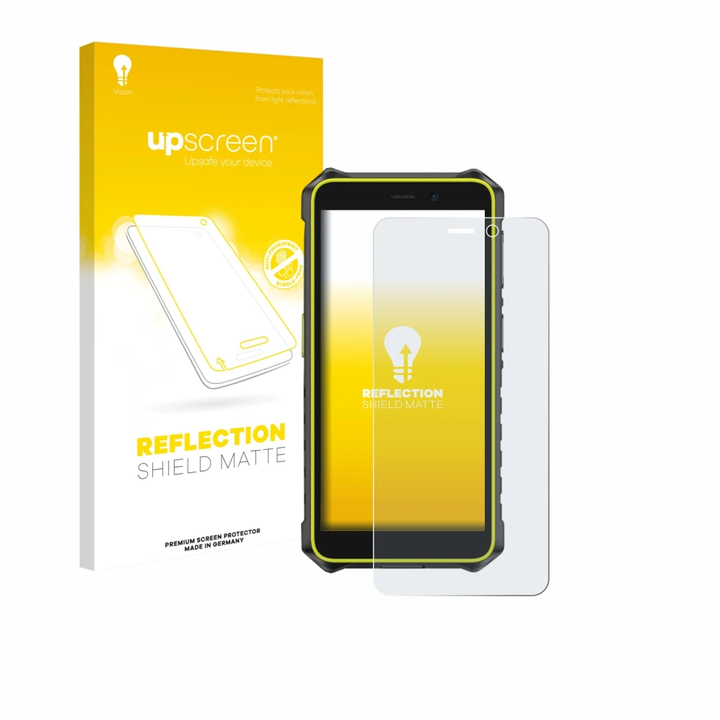 Face avant d’un emballage produit avec le logo de la marque upscreen. À côté, l’appareil Ulefone RugKing 2 Pro est représenté