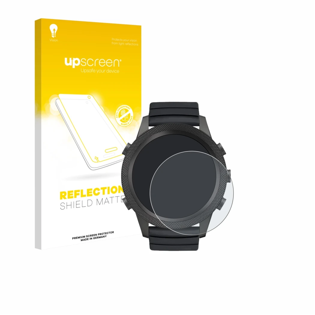 Face avant d’un emballage produit avec le logo de la marque upscreen. À côté, l’appareil North Edge Apache 46 est représenté a