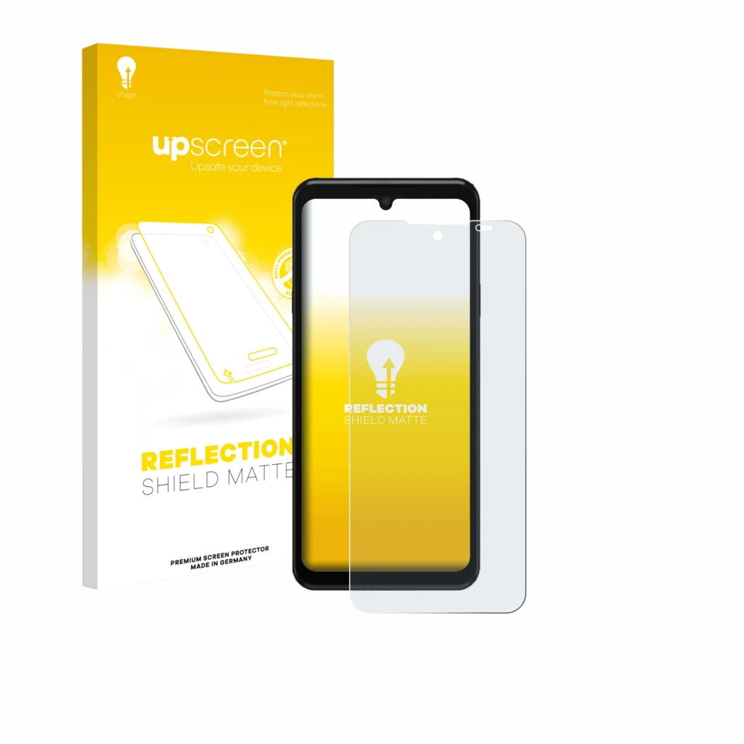 Face avant d’un emballage produit avec le logo de la marque upscreen. À côté, l’appareil Sunmi L3 est représenté avec la prote