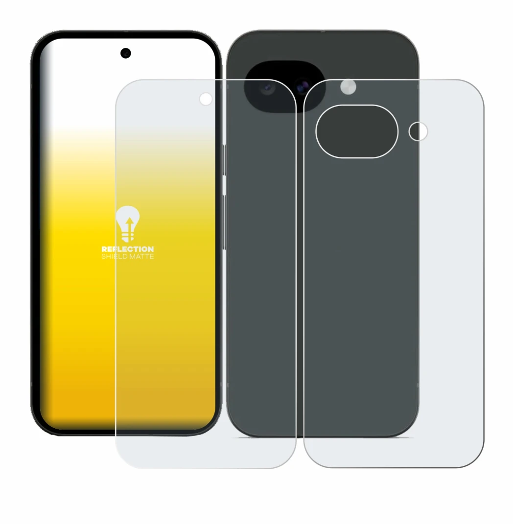 Image de l'appareil Google Pixel 10a (Avant+Arrière) avec une grande variété de protections d'écran.