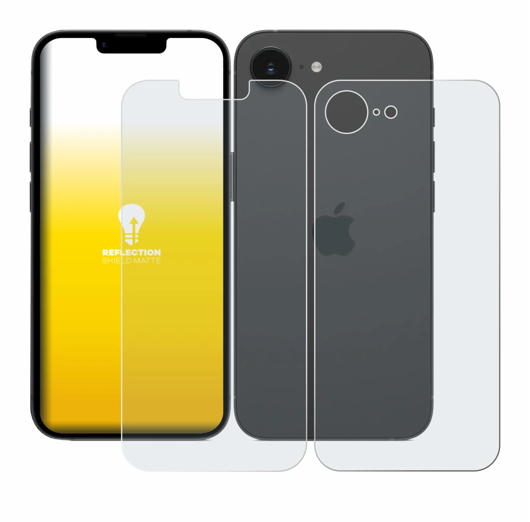 Image de l'appareil Apple iPhone 17e (Avant+Arrière) avec une grande variété de protections d'écran.