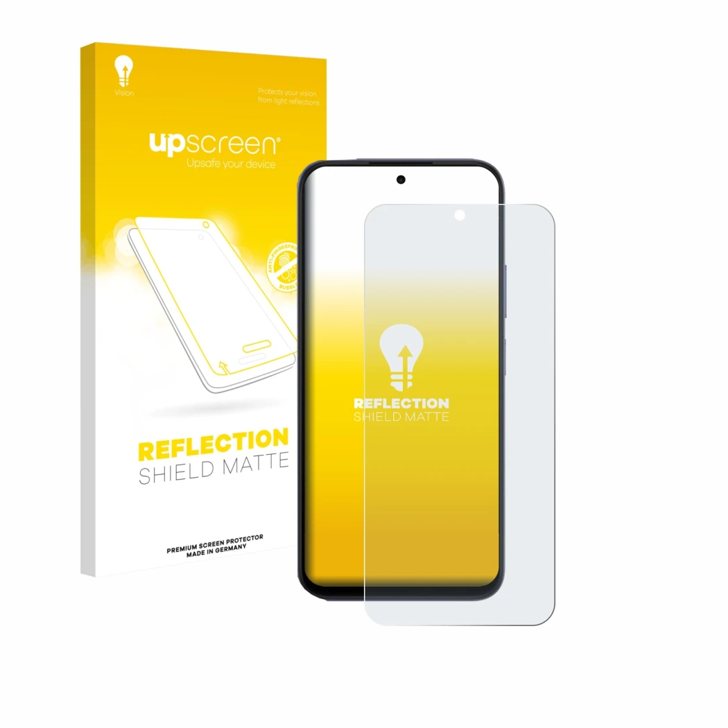 Face avant d’un emballage produit avec le logo de la marque upscreen. À côté, l’appareil Oppo A6x 4G est représenté avec la pr