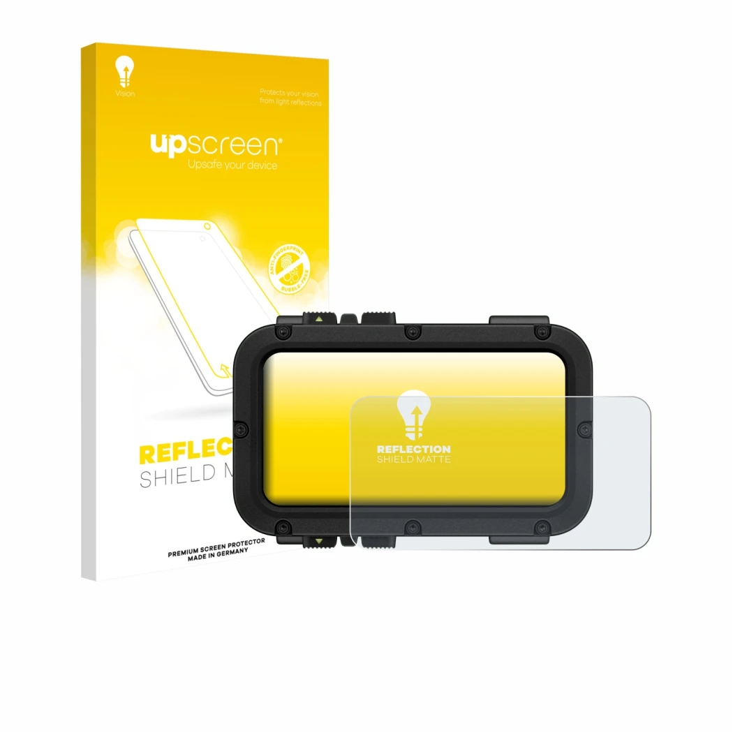 Face avant d’un emballage produit avec le logo de la marque upscreen. À côté, l’appareil Suunto Nautic est représenté avec la