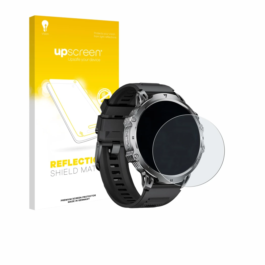 Face avant d’un emballage produit avec le logo de la marque upscreen. À côté, l’appareil LIGE EF13-B 1.85