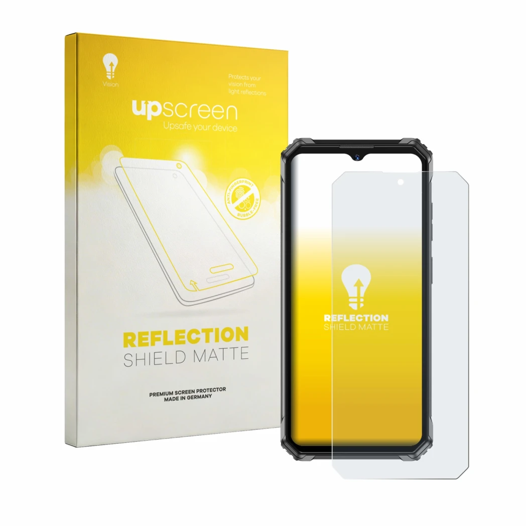 Face avant d’un emballage produit avec le logo de la marque upscreen. À côté, l’appareil Oukitel G7 est représenté avec la pro