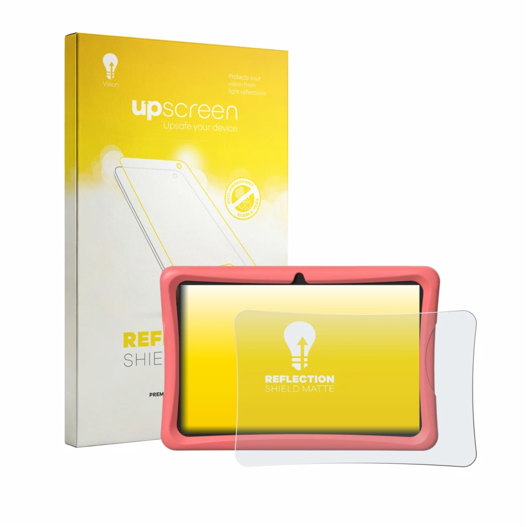 Face avant d’un emballage produit avec le logo de la marque upscreen. À côté, l’appareil Tabwee K10 est représenté avec la pro