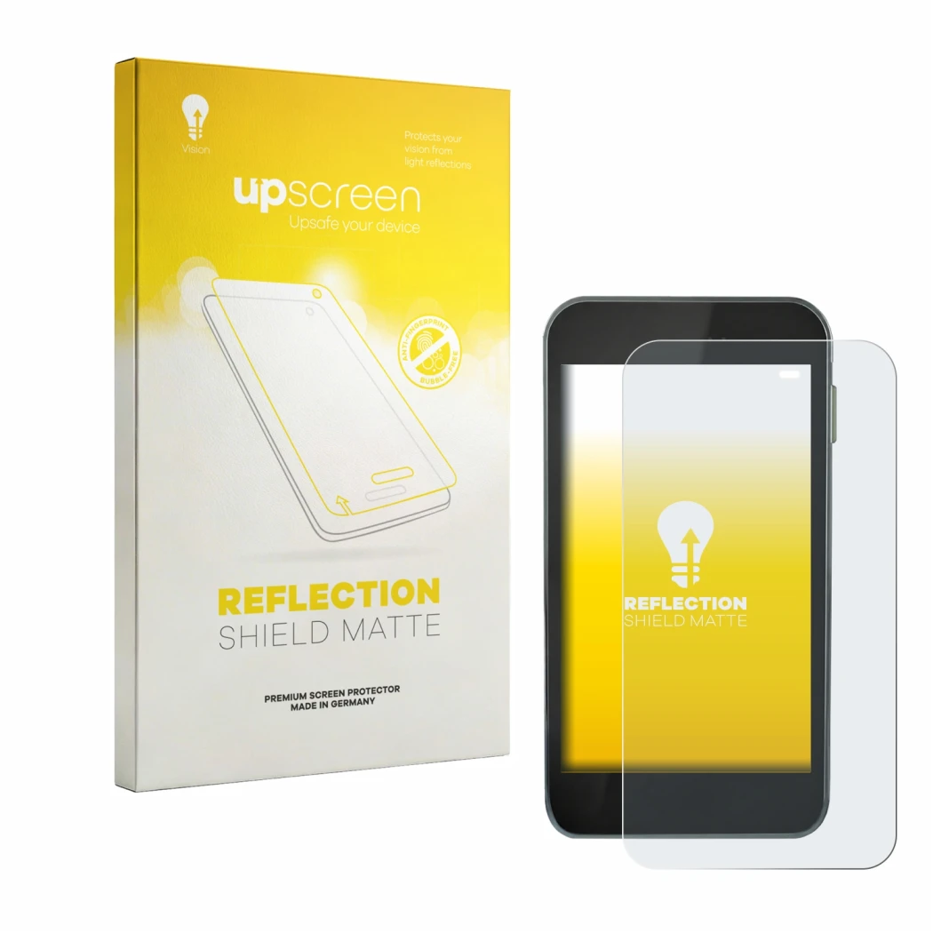 Face avant d’un emballage produit avec le logo de la marque upscreen. À côté, l’appareil Equil Patch 200U est représenté avec