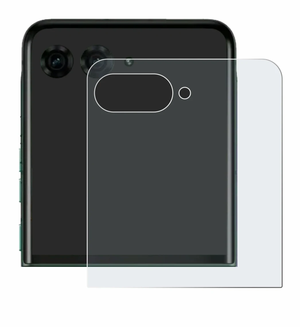 Image de l'appareil Motorola Razr 70 Plus (Affichage arrière) avec une grande variété de protections d'écran.