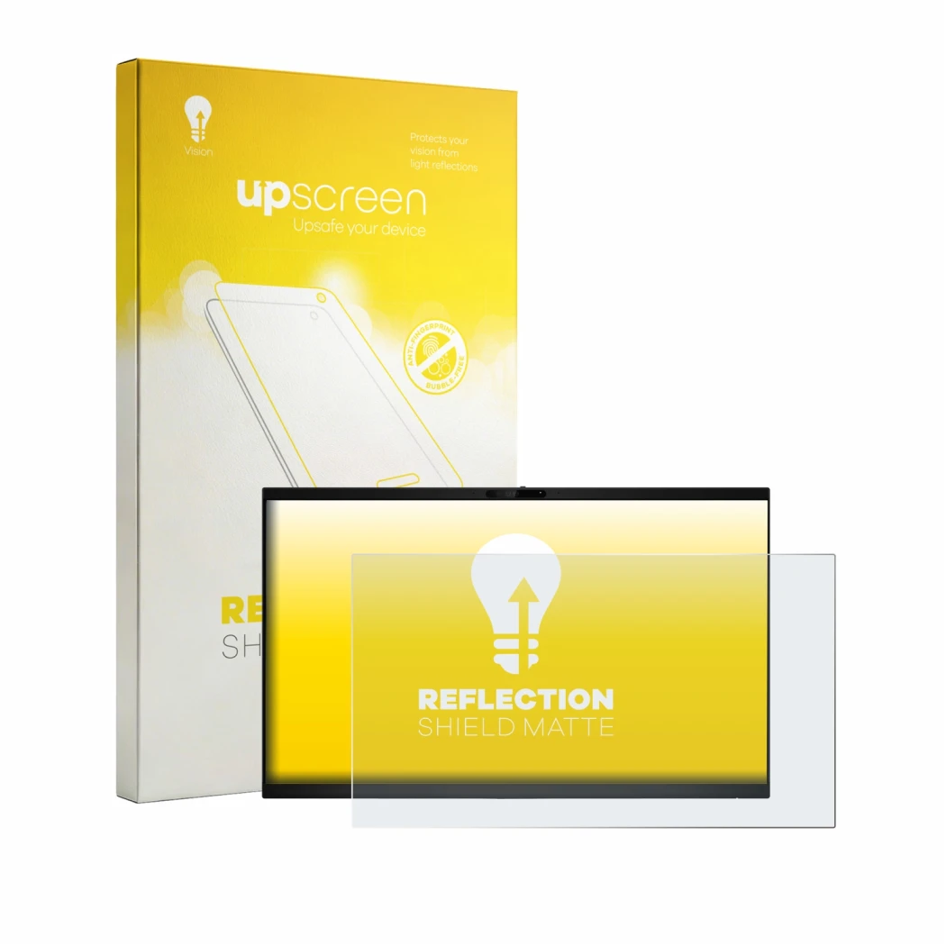 Face avant d’un emballage produit avec le logo de la marque upscreen. À côté, l’appareil Dell Pro 24 E2426HB est représenté av