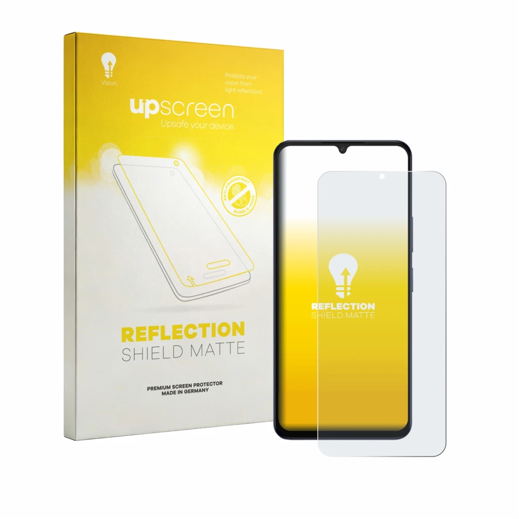 Face avant d’un emballage produit avec le logo de la marque upscreen. À côté, l’appareil Itel Zeno 200 est représenté avec la