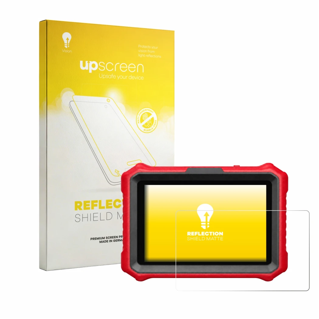 Face avant d’un emballage produit avec le logo de la marque upscreen. À côté, l’appareil KINGBOLEN K8 Elite est représenté ave