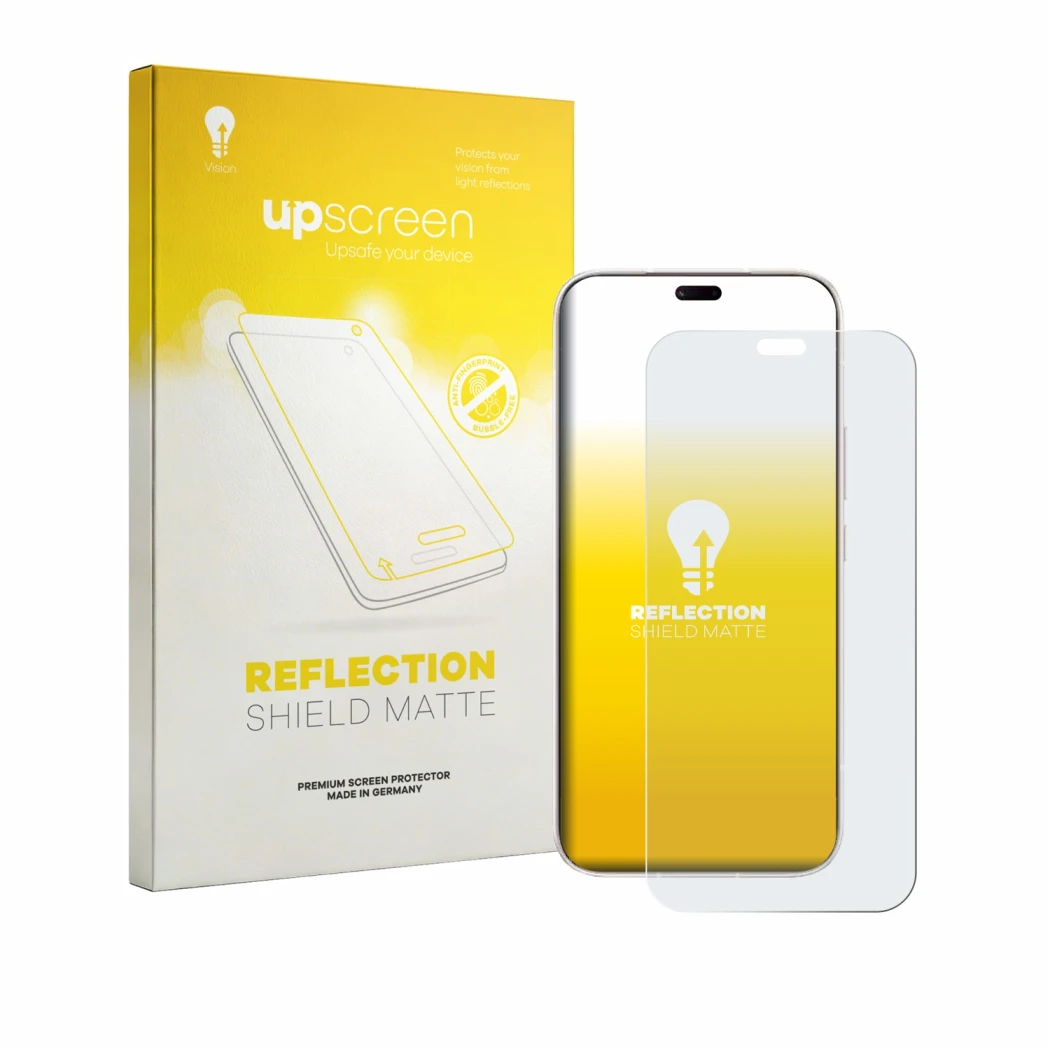 Face avant d’un emballage produit avec le logo de la marque upscreen. À côté, l’appareil Honor Play 11 Plus est représenté ave