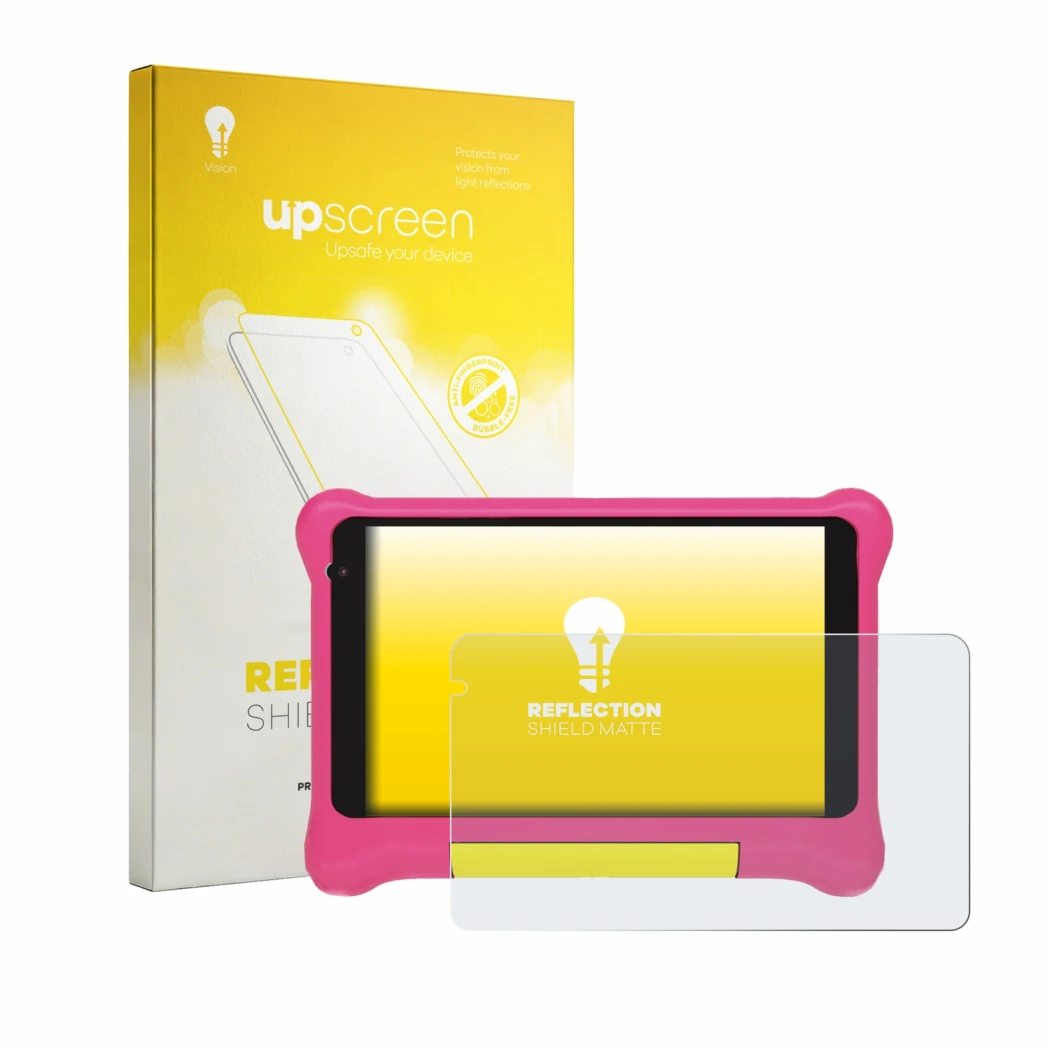 Face avant d’un emballage produit avec le logo de la marque upscreen. À côté, l’appareil Laptok LPK707PK 7