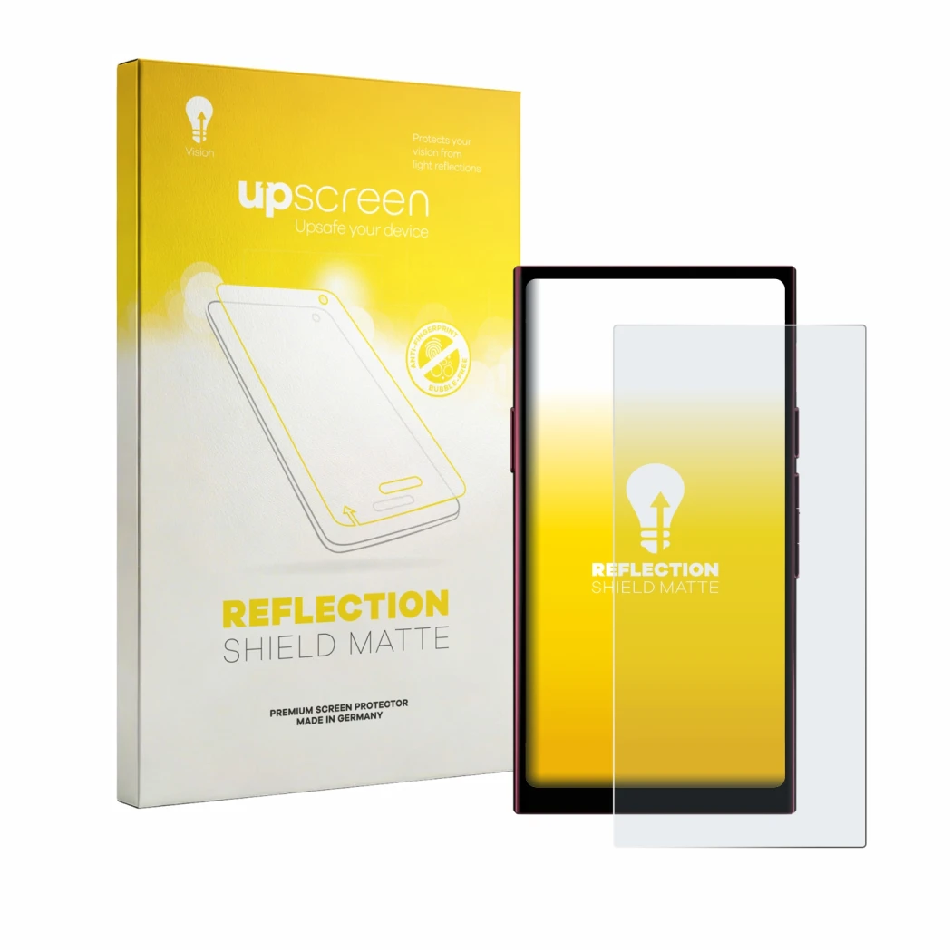 Face avant d’un emballage produit avec le logo de la marque upscreen. À côté, l’appareil Hiby R8 II est représenté avec la pro