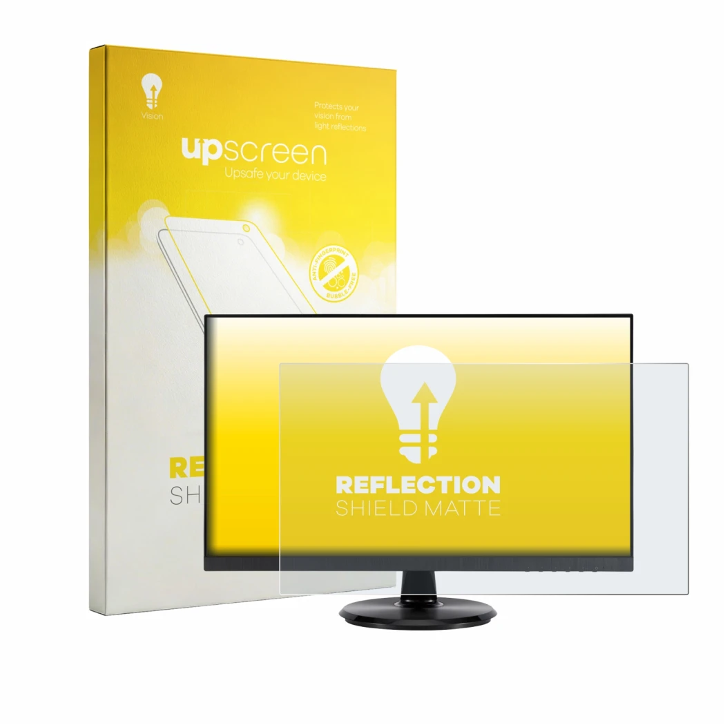 Face avant d’un emballage produit avec le logo de la marque upscreen. À côté, l’appareil Asus VA24DQSB est représenté avec la