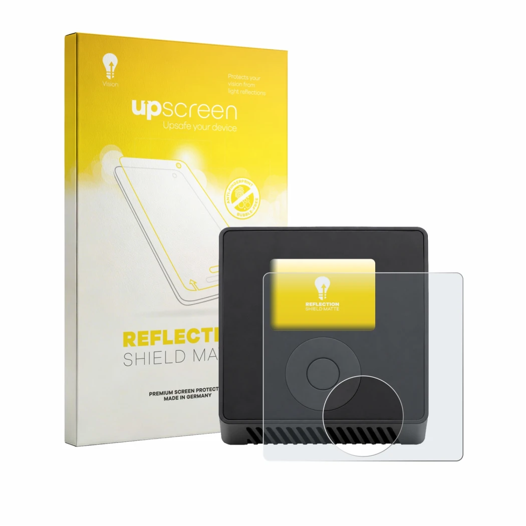 Face avant d’un emballage produit avec le logo de la marque upscreen. À côté, l’appareil Spektrum Smart Charger S1500 est repr