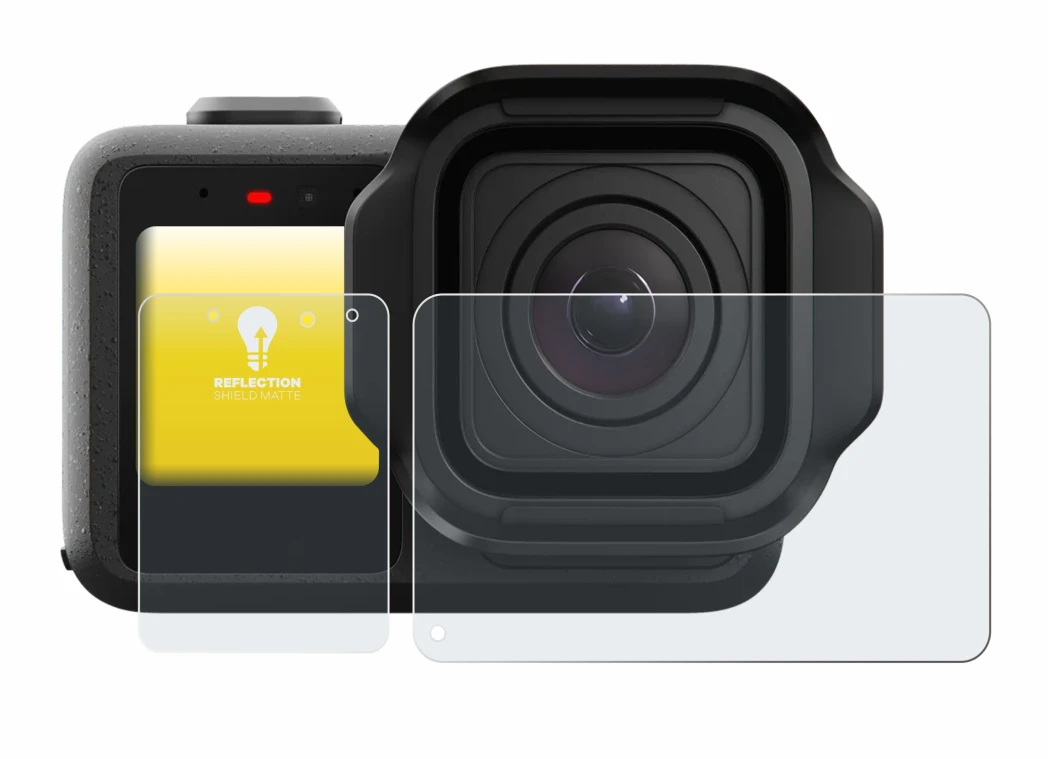 Image de l'appareil GoPro Mission 1 avec une grande variété de protections d'écran.