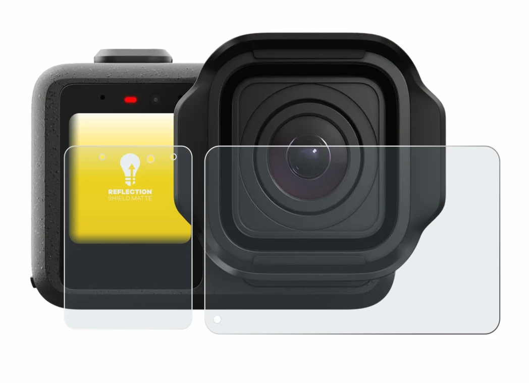 Image de l'appareil GoPro Mission 1 Pro avec une grande variété de protections d'écran.