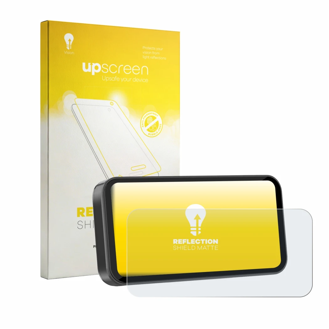 Face avant d’un emballage produit avec le logo de la marque upscreen. À côté, l’appareil Carpuride 603 6.3