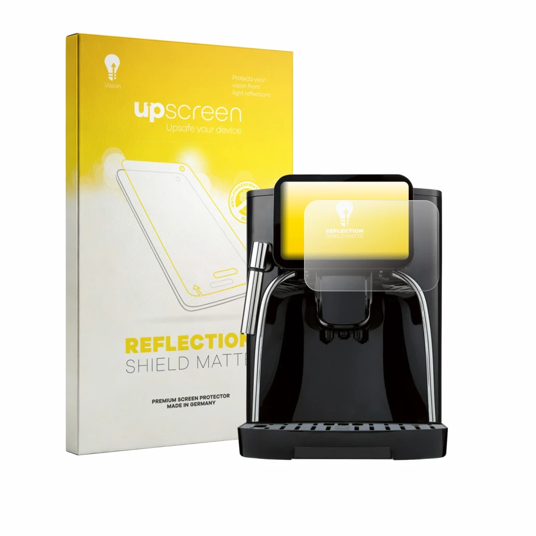 Face avant d’un emballage produit avec le logo de la marque upscreen. À côté, l’appareil SilverCrest SKVA 1450 A2 est représen