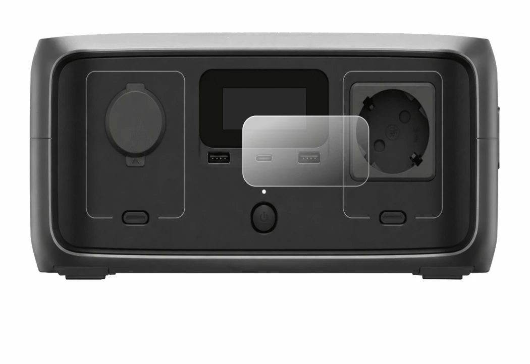 Image de l'appareil EcoFlow River 3 avec une grande variété de protections d'écran.