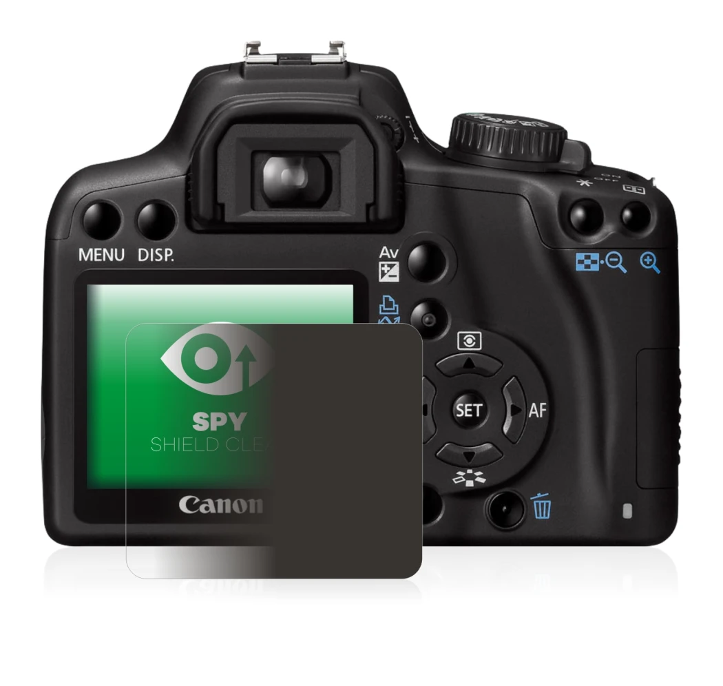 Image de l'appareil Canon EOS 1000D avec une grande variété de protections d'écran.